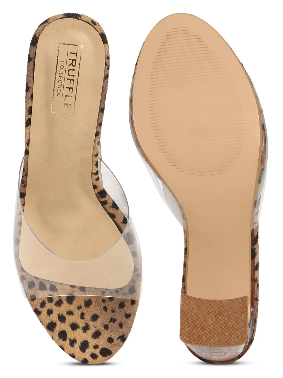 Leopard Pattern Suede Perspex Clear Slim Block Mules (TC-SLC-A1-LEO)