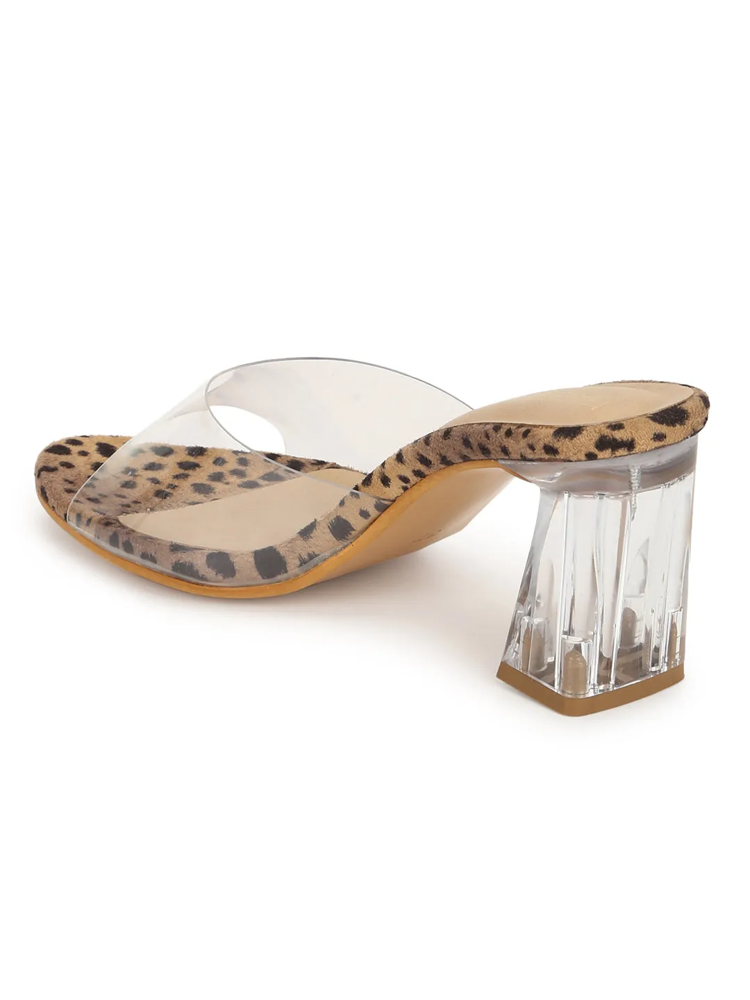 Leopard Pattern Suede Perspex Clear Slim Block Mules (TC-SLC-A1-LEO)