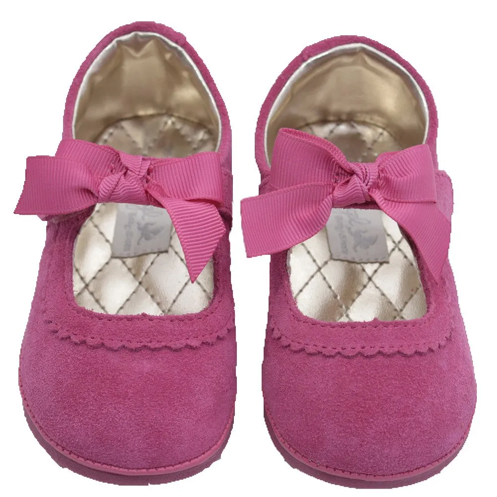 Little Girls Fuchsia Grosgrain Bow Mary Jane Shoes 4-7 Toddler