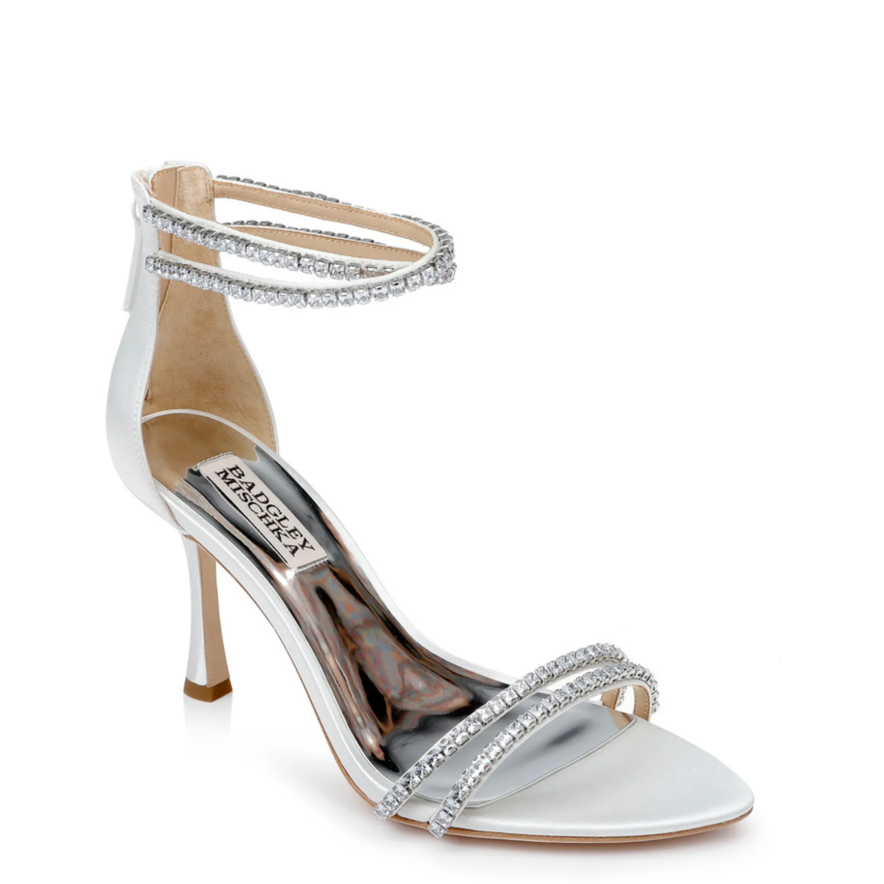 Logan - Crystal Dual-Strapped Stiletto Heels - Soft White