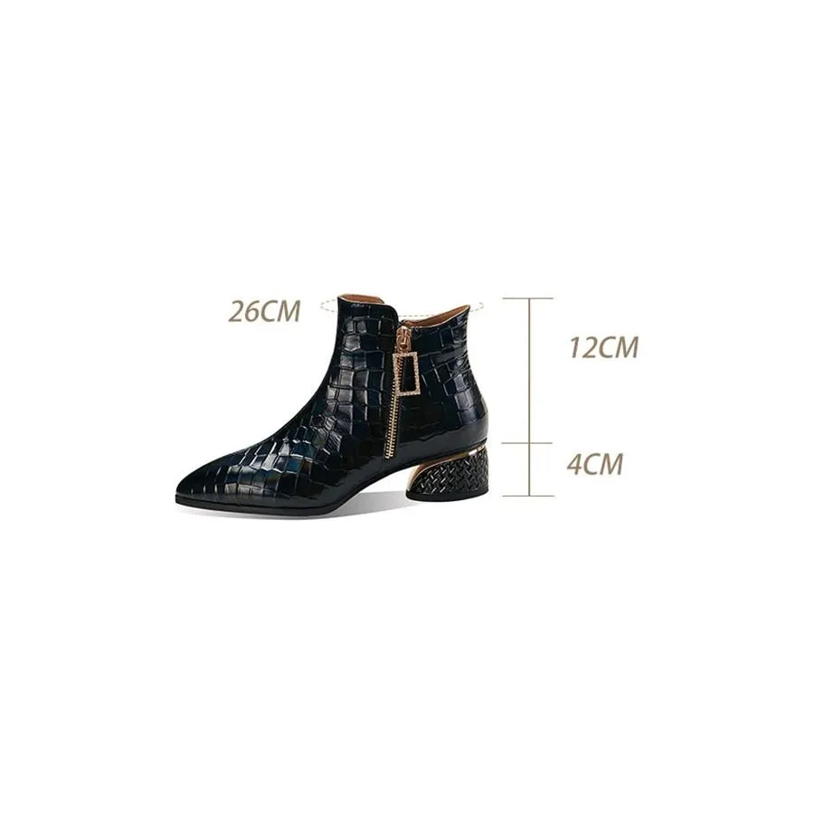 LuxCroco Exotic Zip Pointed Toe Ankle Boots