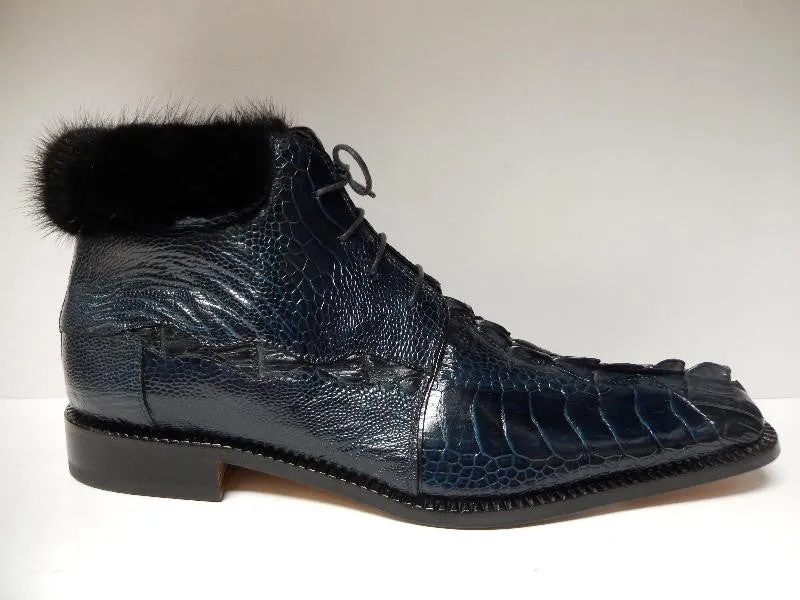 Mauri Mink/Ostrich Leg/Crocodile Lace Up Ankle Boots 4409