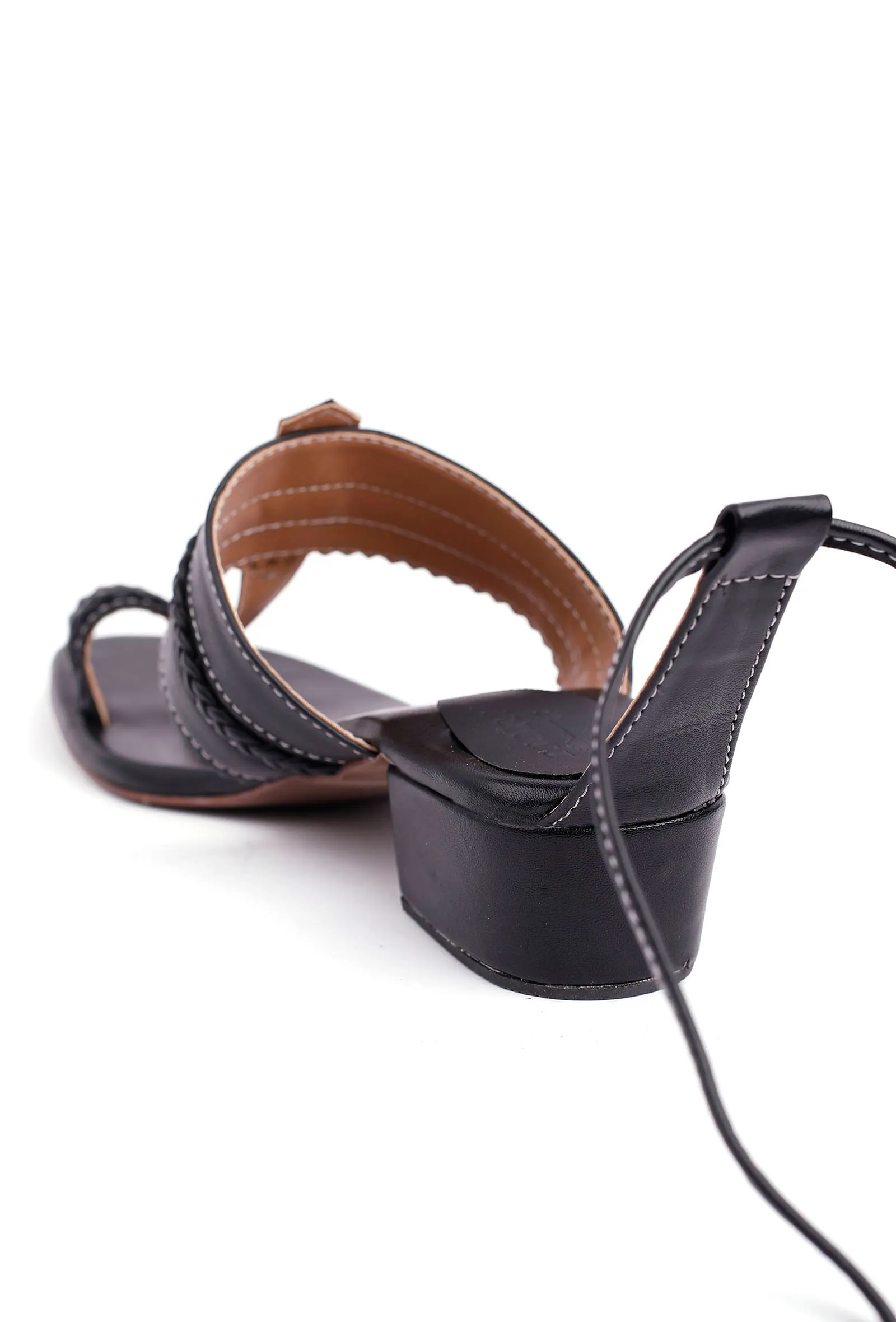 Maya Black Cruelty Free Leather Heels Sandals