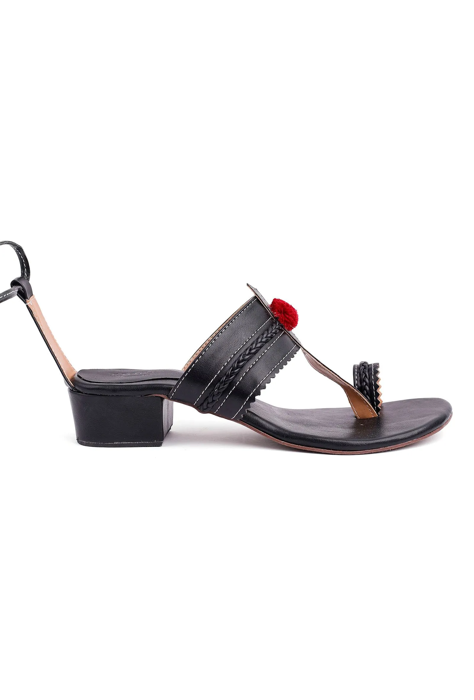 Maya Black Cruelty Free Leather Heels Sandals