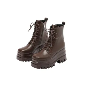 Nala Platform Brown Wedge Boots