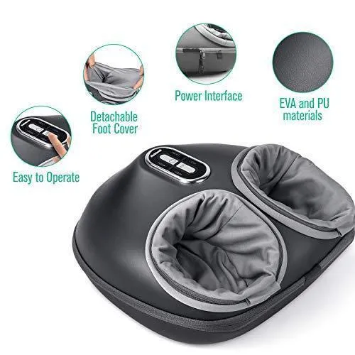 Nekteck Shiatsu Foot Massager Machine with Soothing Heat, Deep Kneading Therapy, Air Compression, Relieve Foot Pain and Improve Blood Circulation,Adjustable Intensity Relax for Home or Office Use