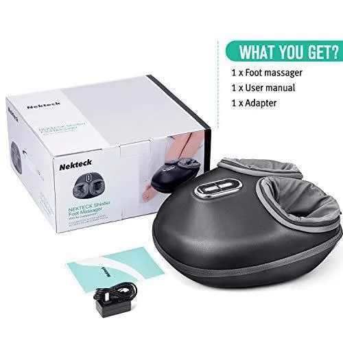 Nekteck Shiatsu Foot Massager Machine with Soothing Heat, Deep Kneading Therapy, Air Compression, Relieve Foot Pain and Improve Blood Circulation,Adjustable Intensity Relax for Home or Office Use