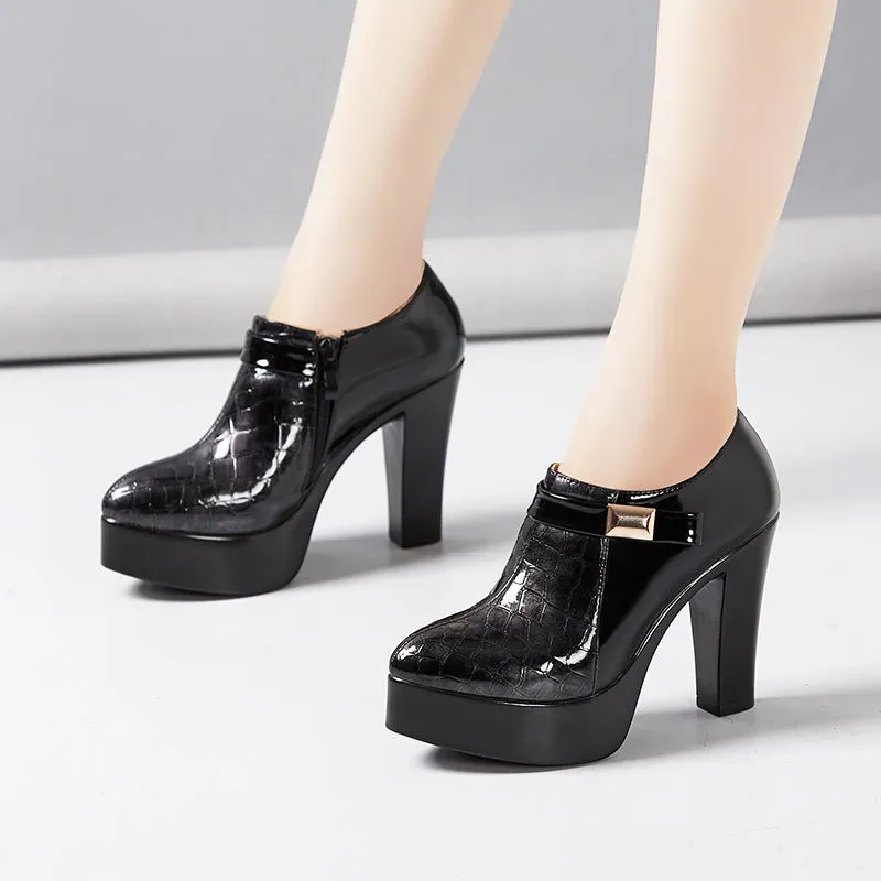 New Arrival Patent Leather Colorblock Heels for Women | Brodtica.com