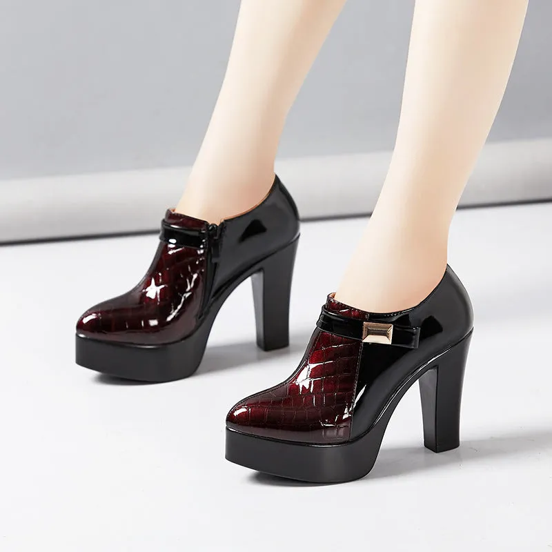 New Arrival Patent Leather Colorblock Heels for Women | Brodtica.com