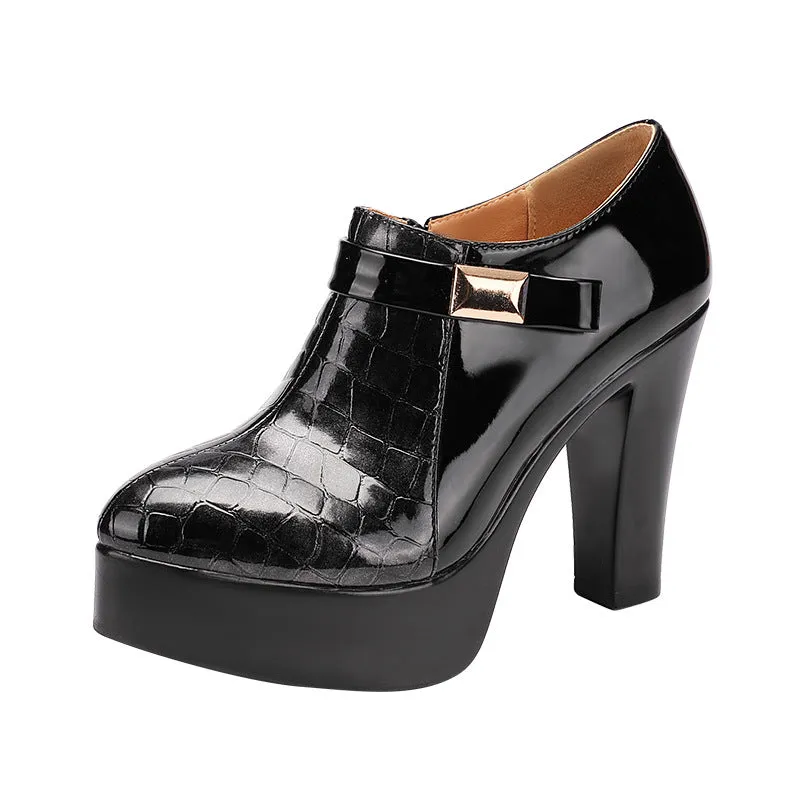 New Arrival Patent Leather Colorblock Heels for Women | Brodtica.com