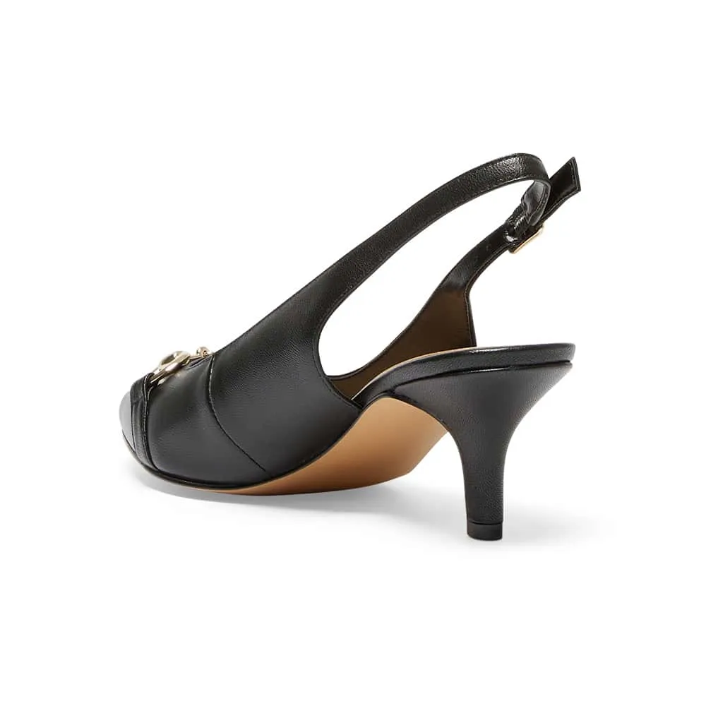 Nigella Heel in Black Leather