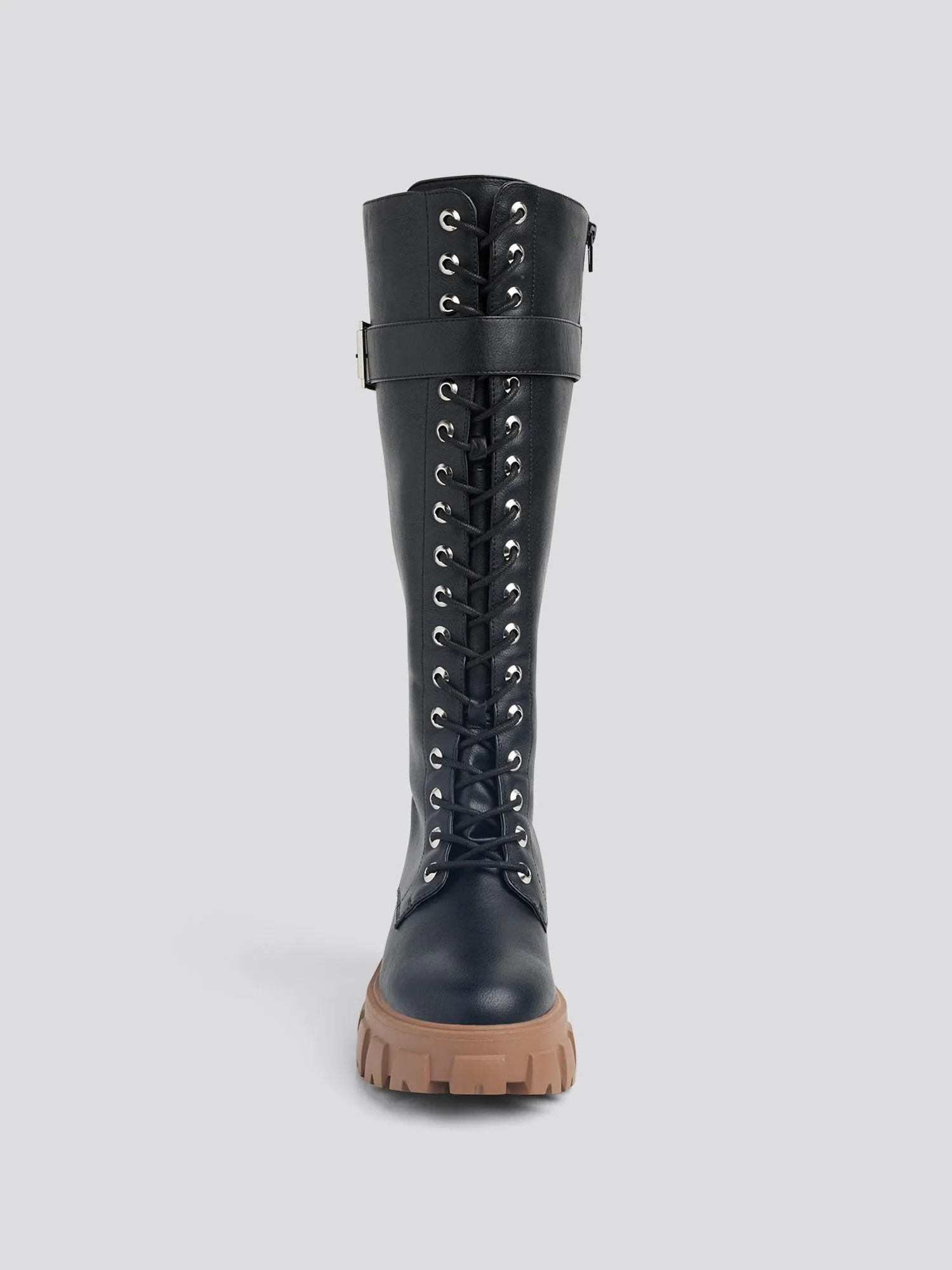 Oaklynn Knee High Lace-up Combat Wide Calf Boots