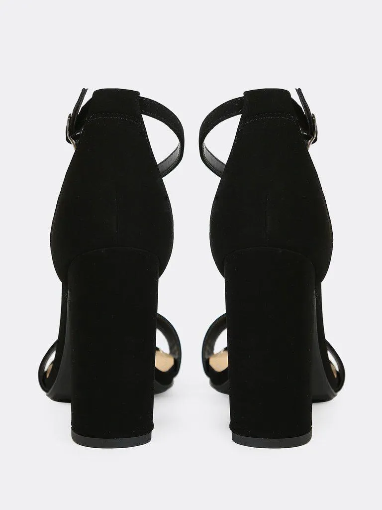 Open Toe Dressy Sandal with Thin Ankle Cuff BLACK