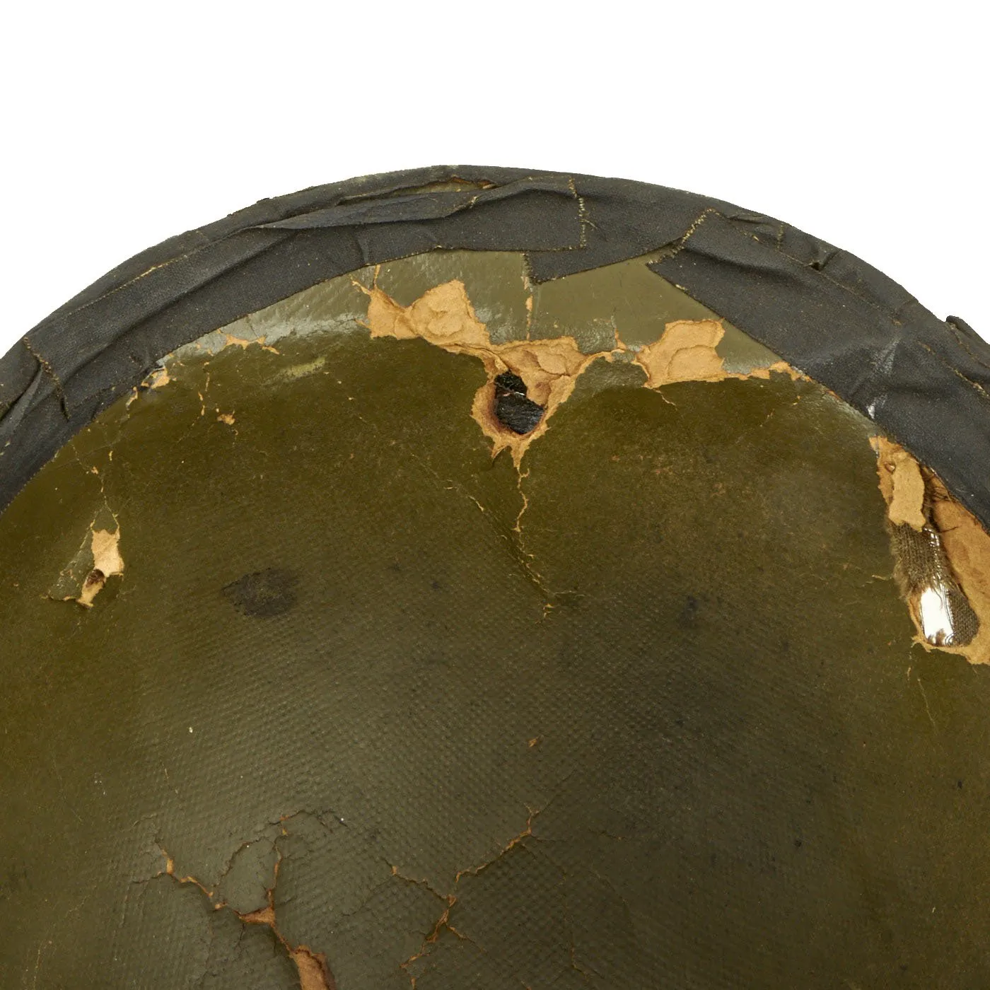 Original WWII U.S.N. U.D.T. Marked Early 1942 M1 McCord Fixed Bale Helmet with Decorated Hawley Paper Liner