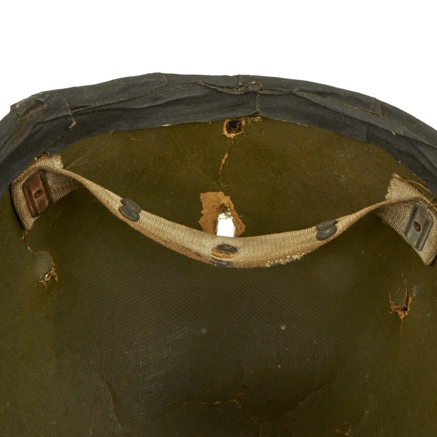 Original WWII U.S.N. U.D.T. Marked Early 1942 M1 McCord Fixed Bale Helmet with Decorated Hawley Paper Liner