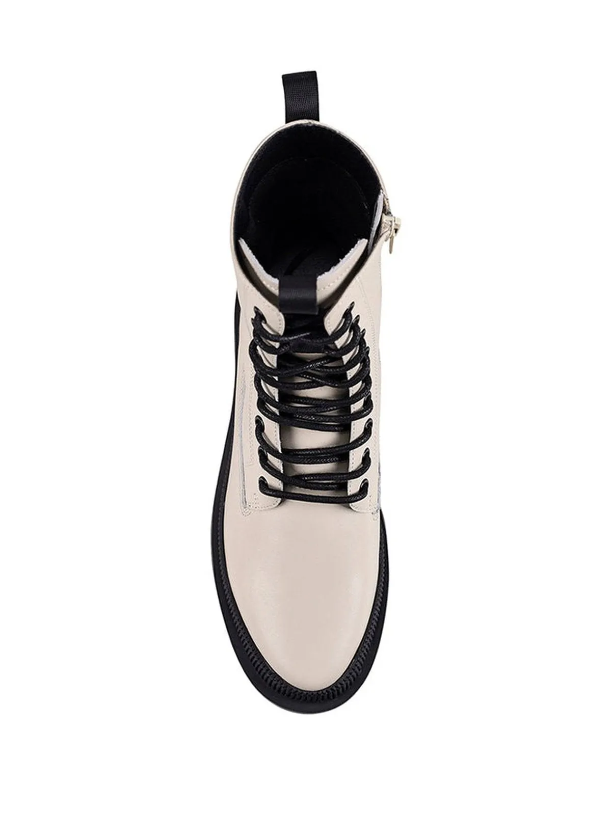 Orlando Combat Chunky Boot - Cream Leather