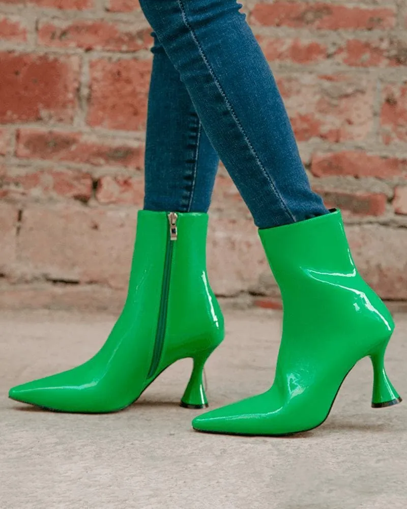 Patent Leather Side-zip Stiletto Ankle Boots