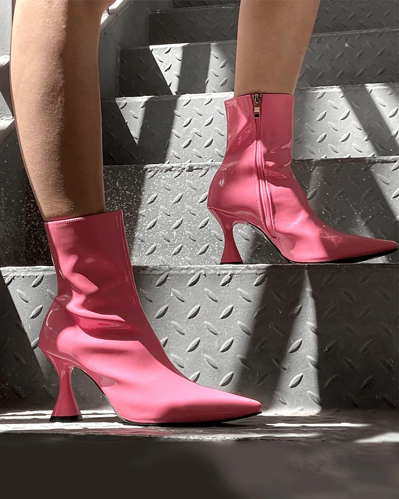 Patent Leather Side-zip Stiletto Ankle Boots