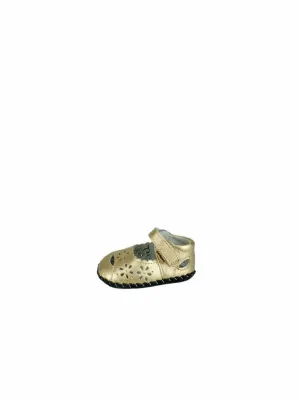 Pediped, Baby Girl Leather Perforated Mary Jane Shoes, Gold, Size 2.5-3.5 (0-6M)