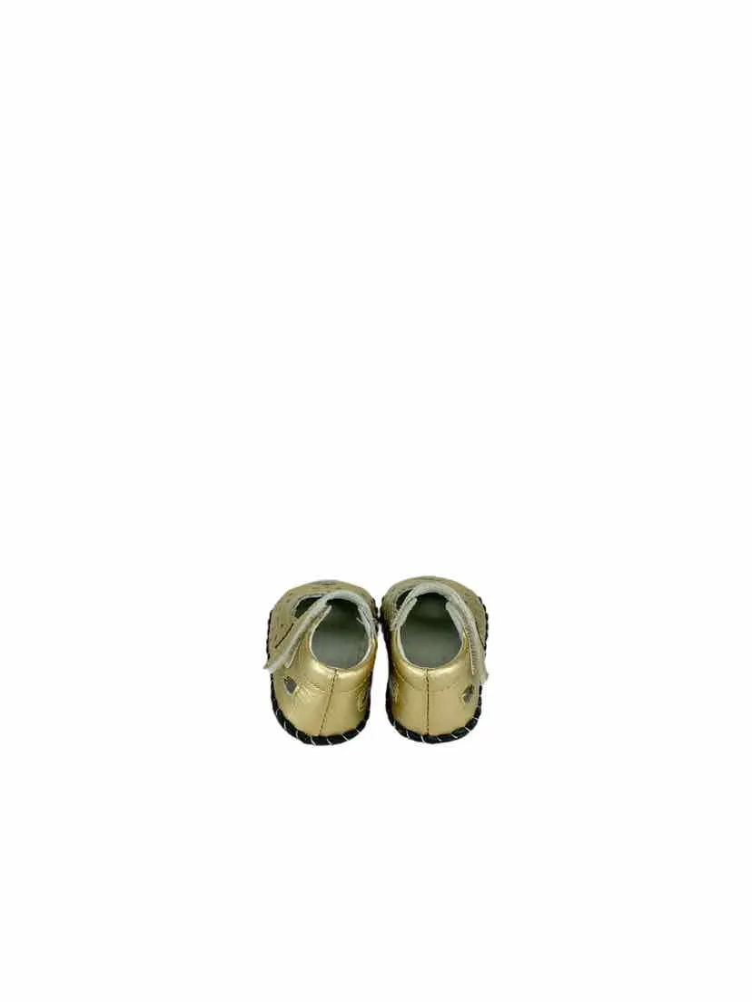 Pediped, Baby Girl Leather Perforated Mary Jane Shoes, Gold, Size 2.5-3.5 (0-6M)