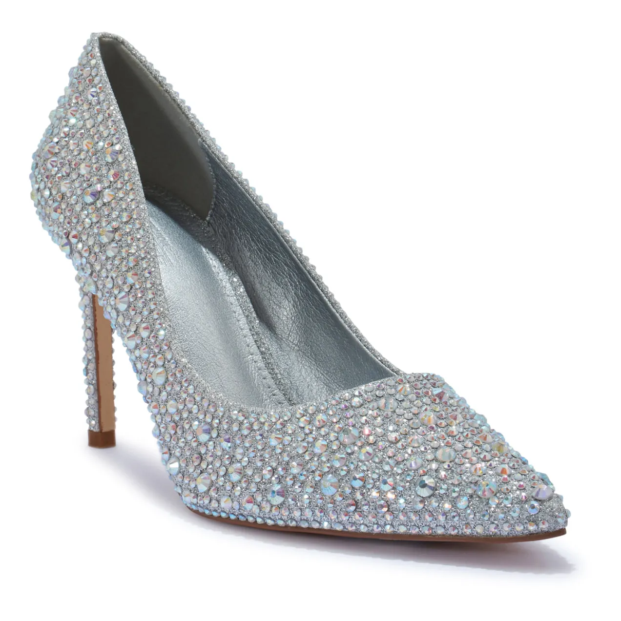 PETUNIA2 STILETTO POINTY TOE DIAMANTE SHIMMER COURT SHOE