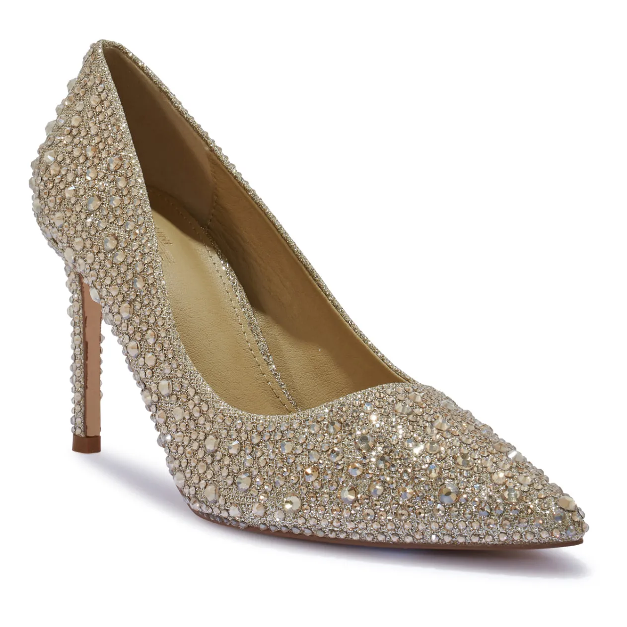 PETUNIA2 STILETTO POINTY TOE DIAMANTE SHIMMER COURT SHOE