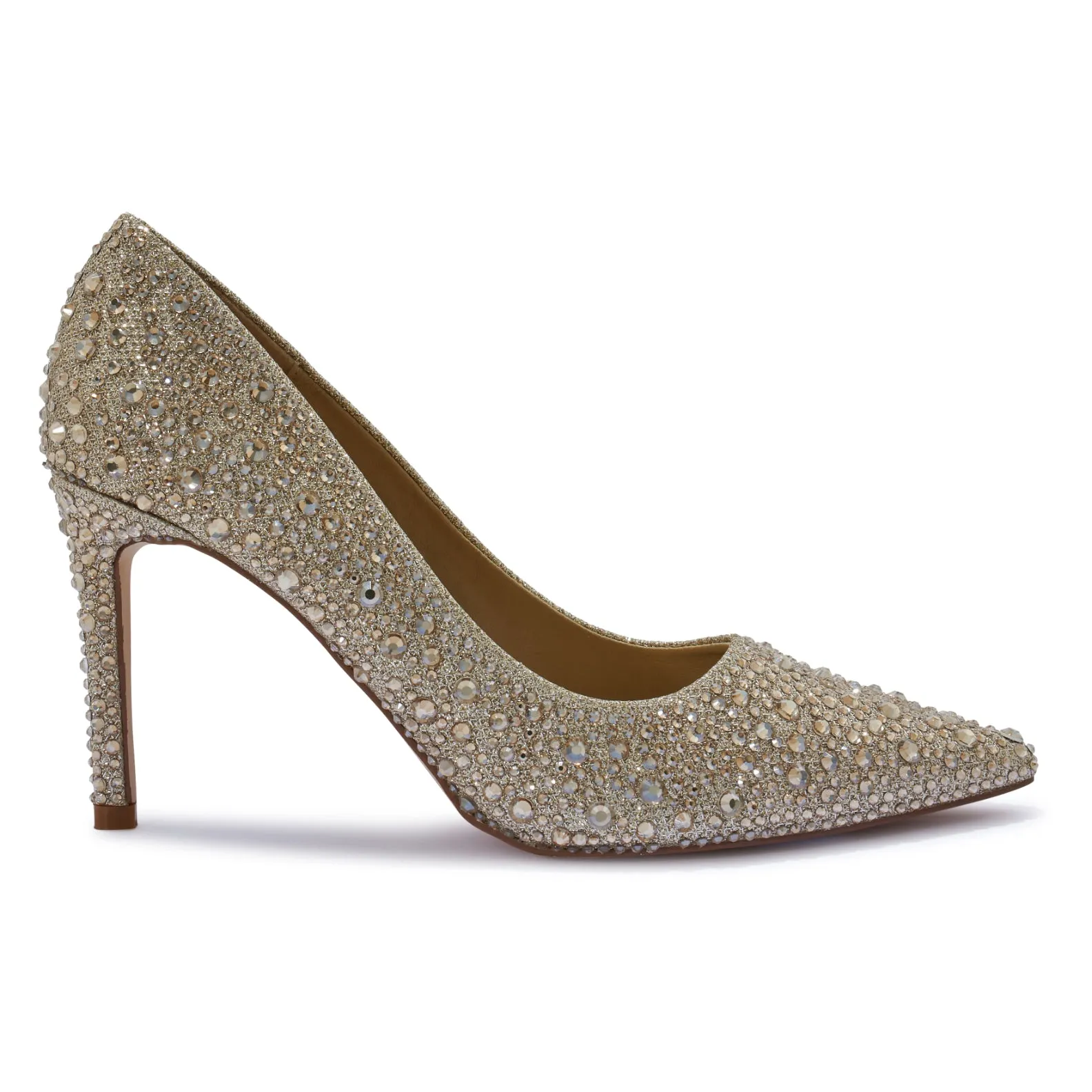 PETUNIA2 STILETTO POINTY TOE DIAMANTE SHIMMER COURT SHOE