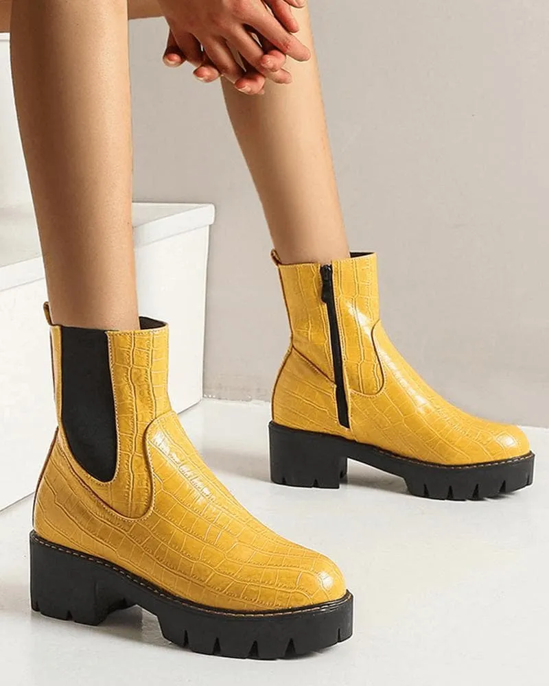 Platform Heel Zipper Boots