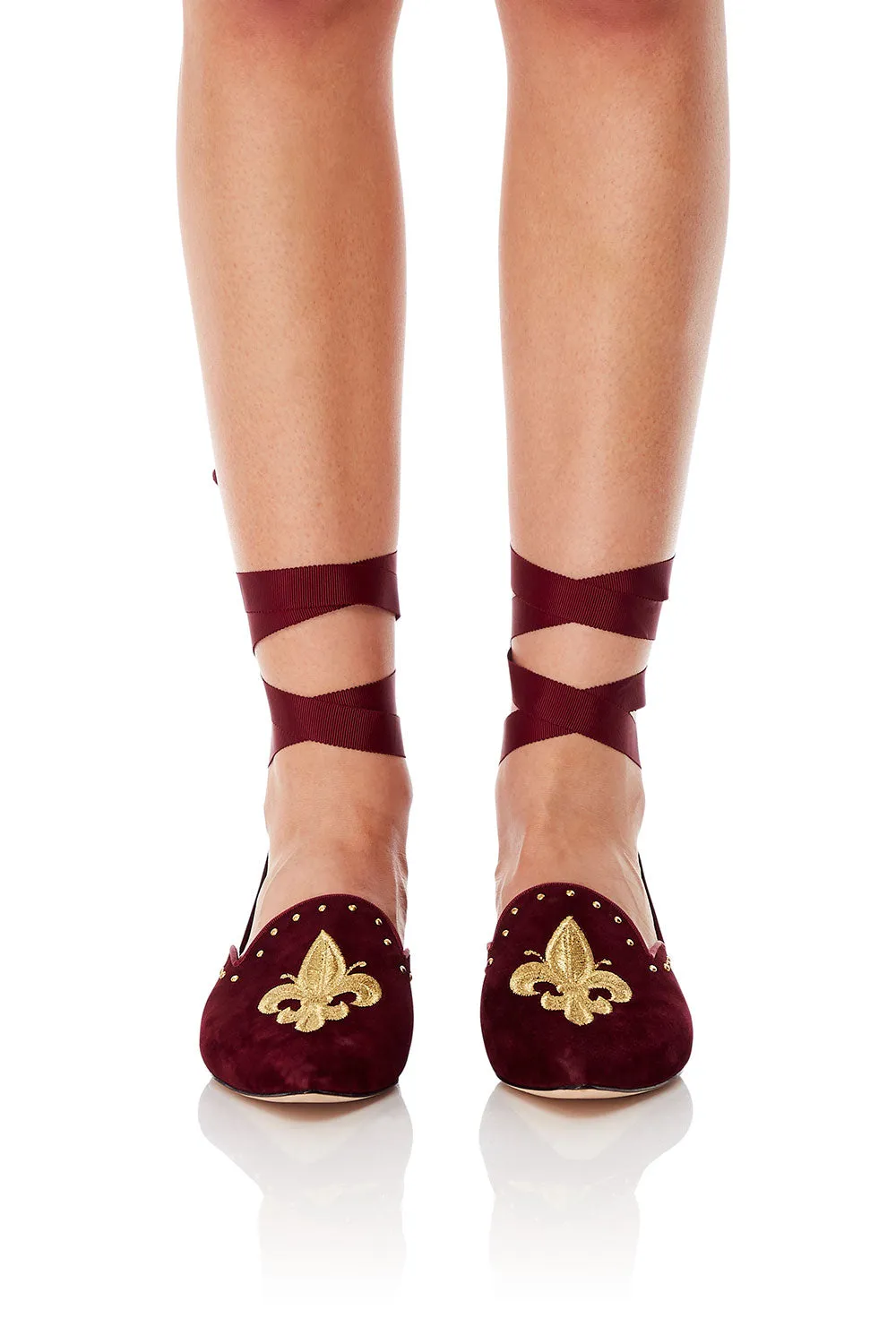 POINT SLIPPER AND TIE BURGUNDY