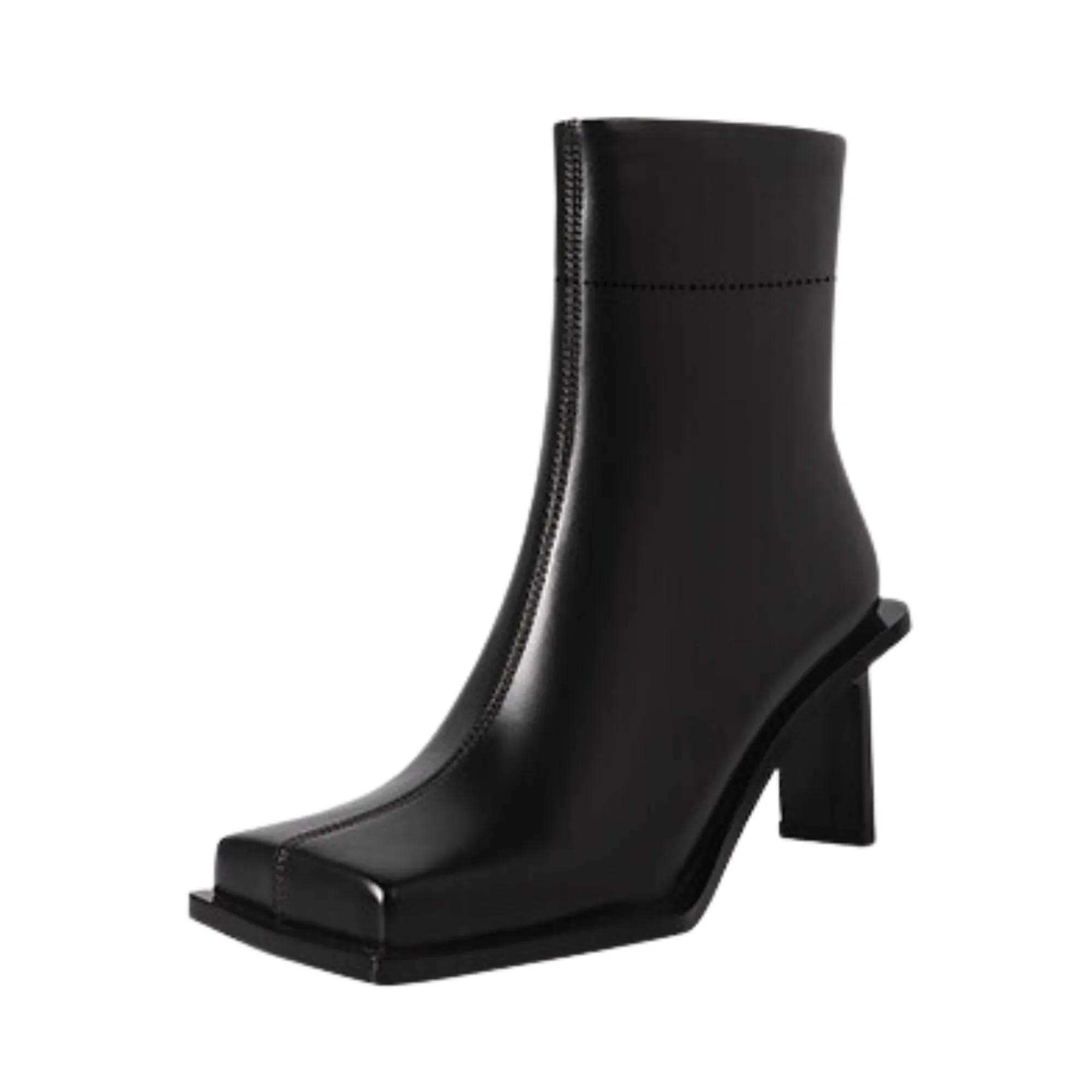 Pre Order:  Square Toe Leather Ankle Boots