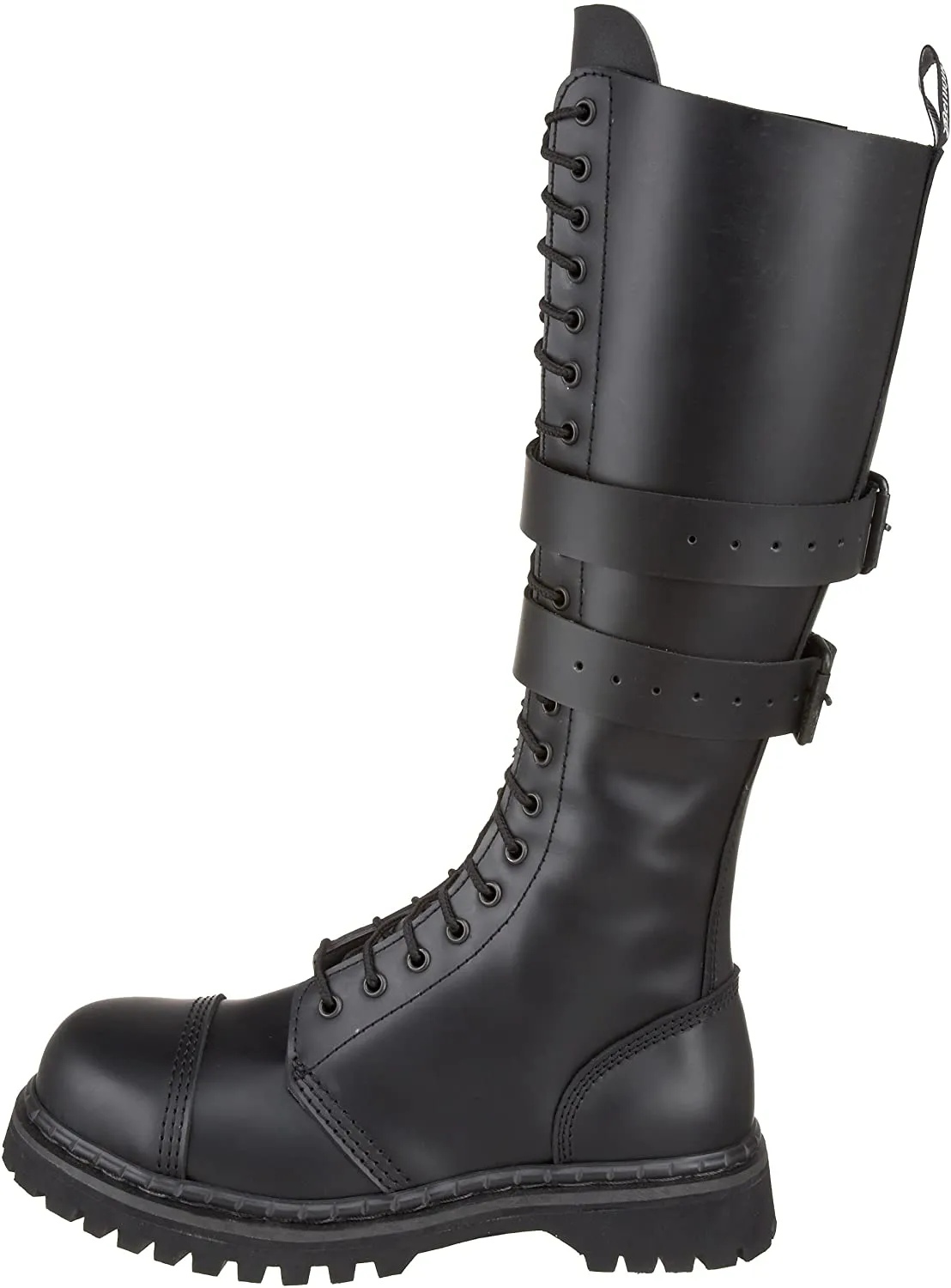 Predator-1 Black Leather Lace-Up Knee-High Combat Boot w/ Knife Holder