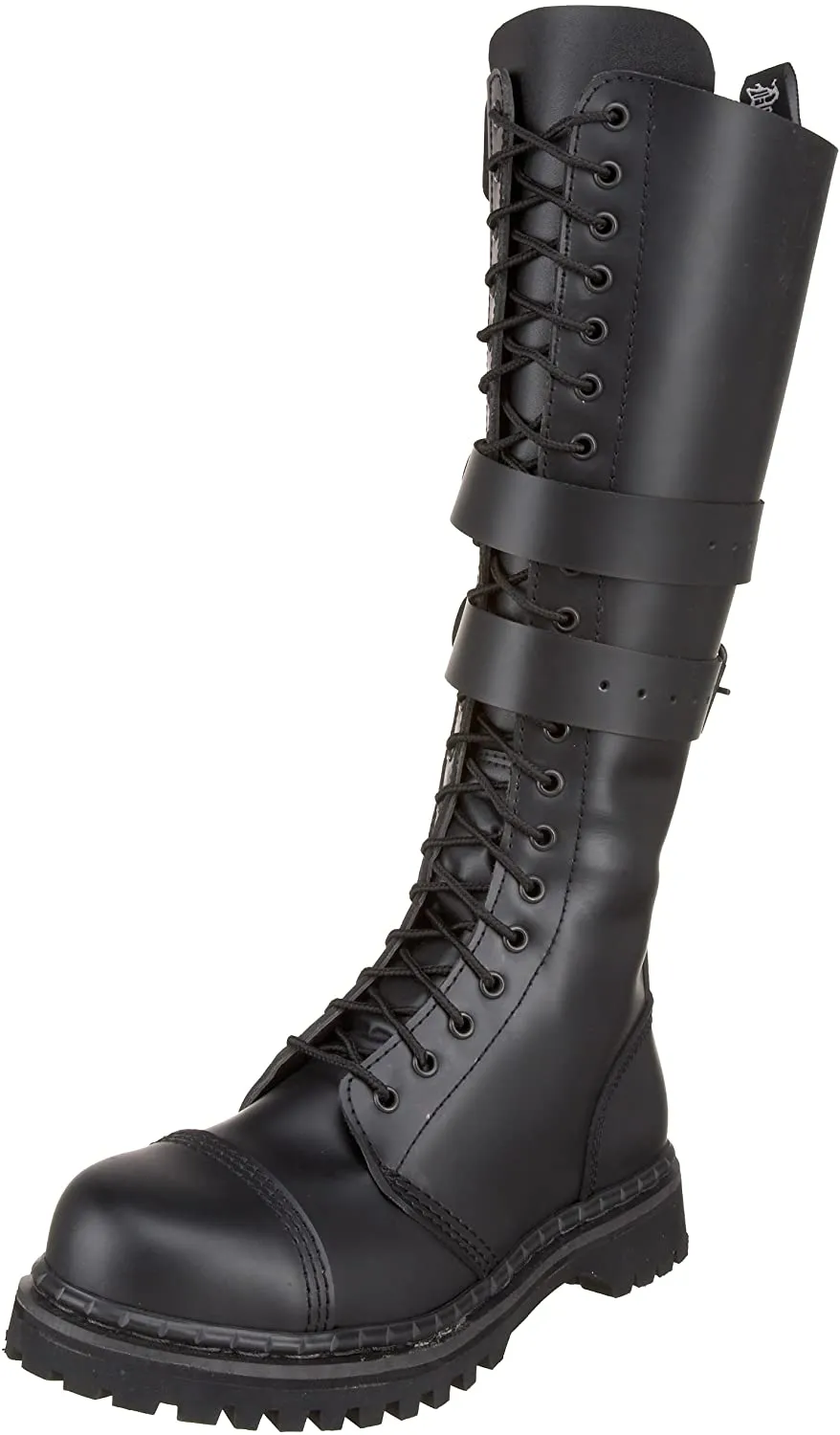 Predator-1 Black Leather Lace-Up Knee-High Combat Boot w/ Knife Holder