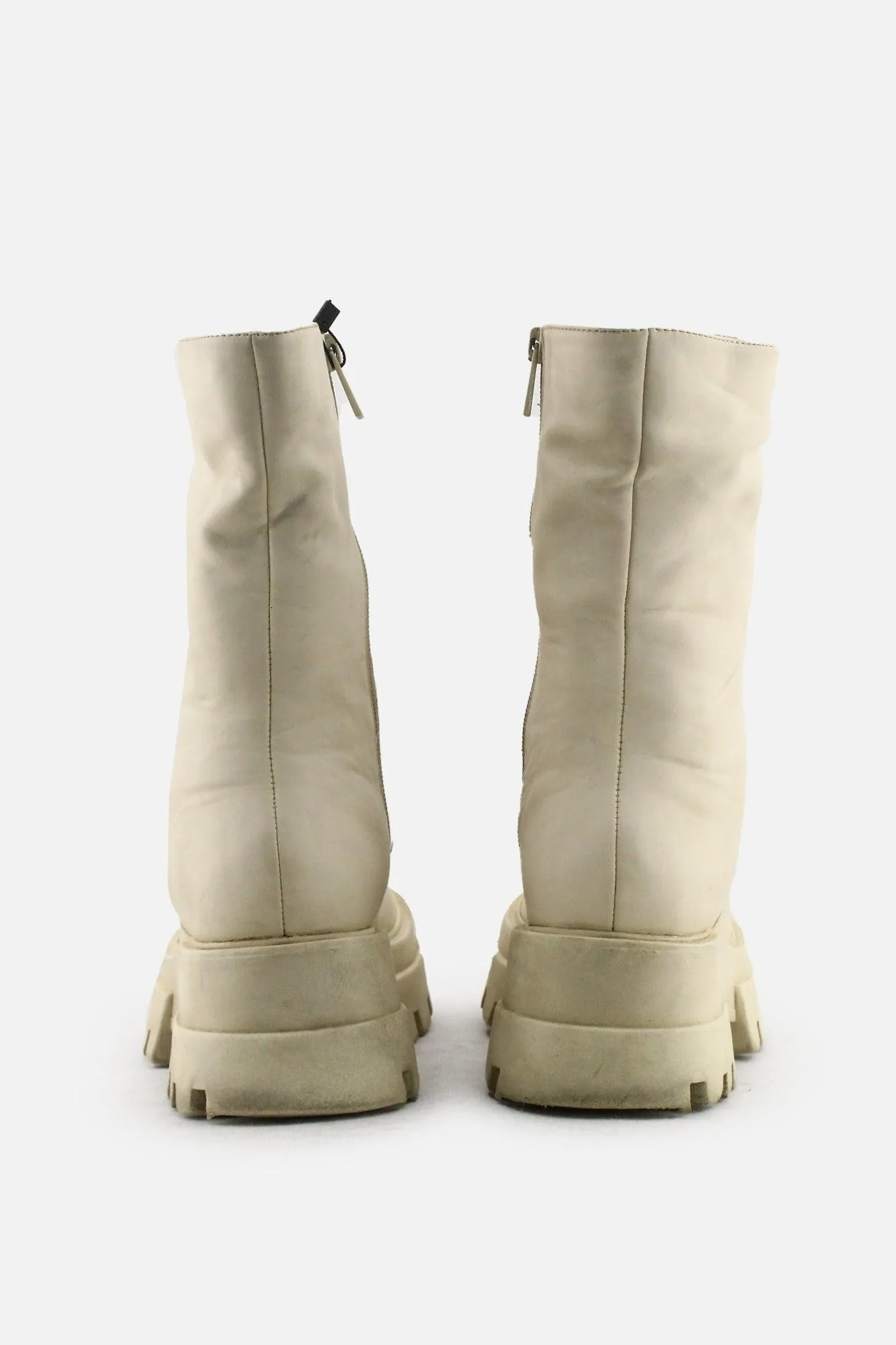 Pull & Bear Zipper Combat Ankle Boots | 100% Authentic Leather