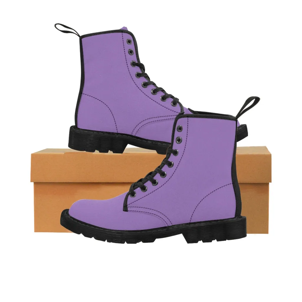 Purple Women's Canvas Boots, Solid Color Modern Essential Winter Boots For Ladies (US Size 6.5-11)