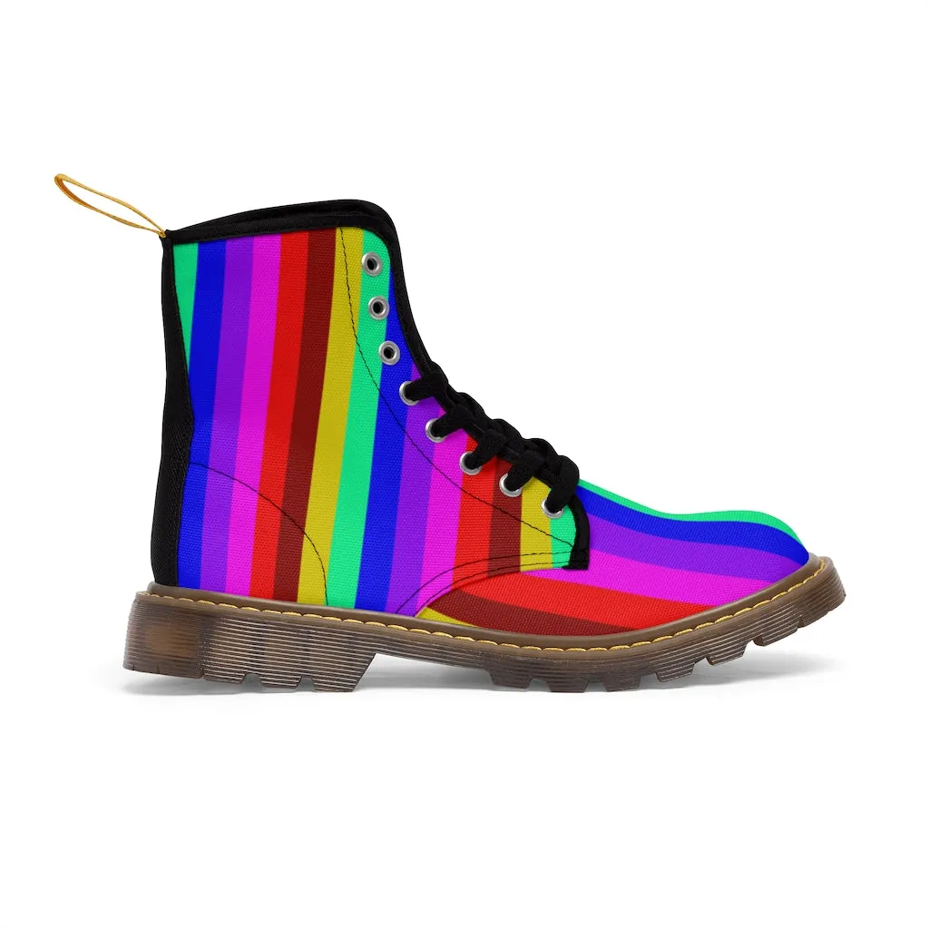 Rainbow Gay Pride Ladies' Boots, Designer Modern Gay Friendly Women's Canvas Boots(US Size 6.5-11)