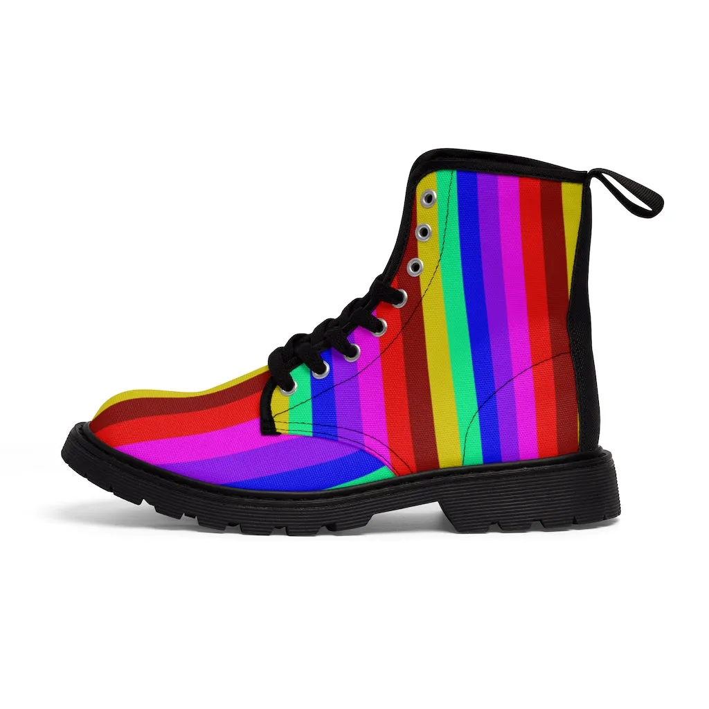 Rainbow Gay Pride Ladies' Boots, Designer Modern Gay Friendly Women's Canvas Boots(US Size 6.5-11)