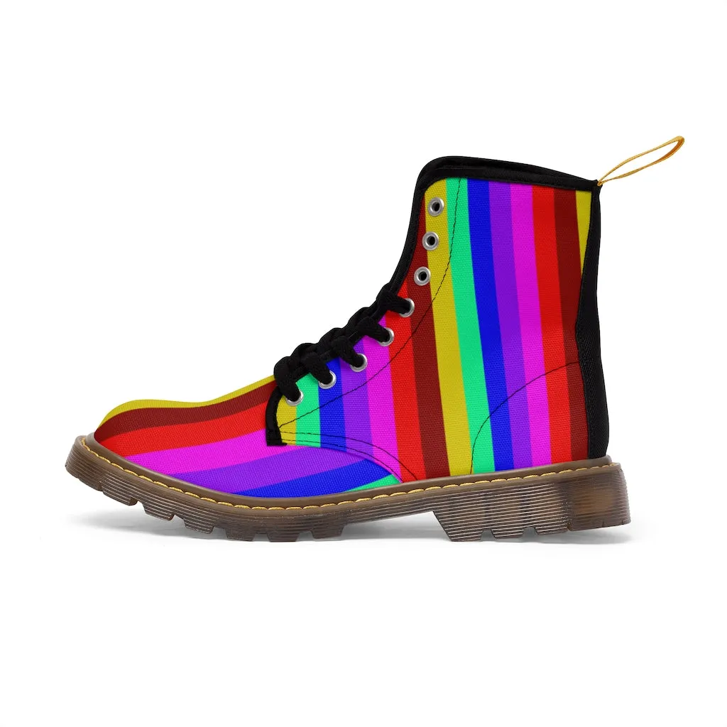 Rainbow Gay Pride Ladies' Boots, Designer Modern Gay Friendly Women's Canvas Boots(US Size 6.5-11)