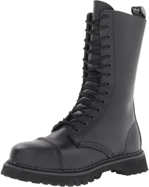 Rocky-14 Black Leather 14 Eyelet Combat Boot