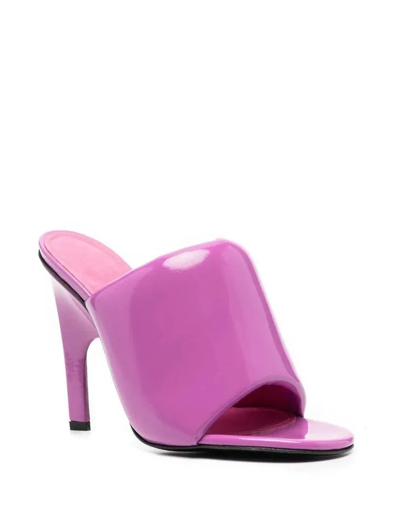 Round Peep Toe Patent Leather High Heel Sandals