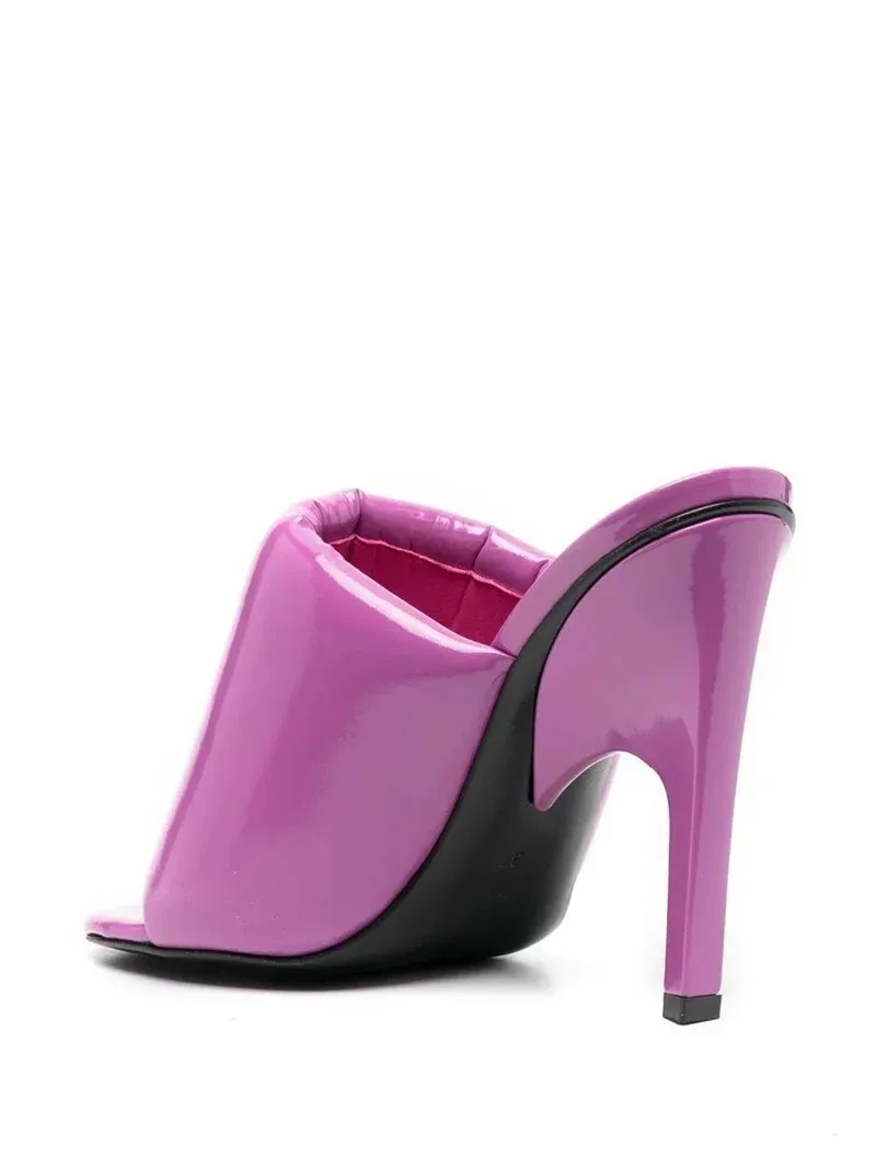 Round Peep Toe Patent Leather High Heel Sandals