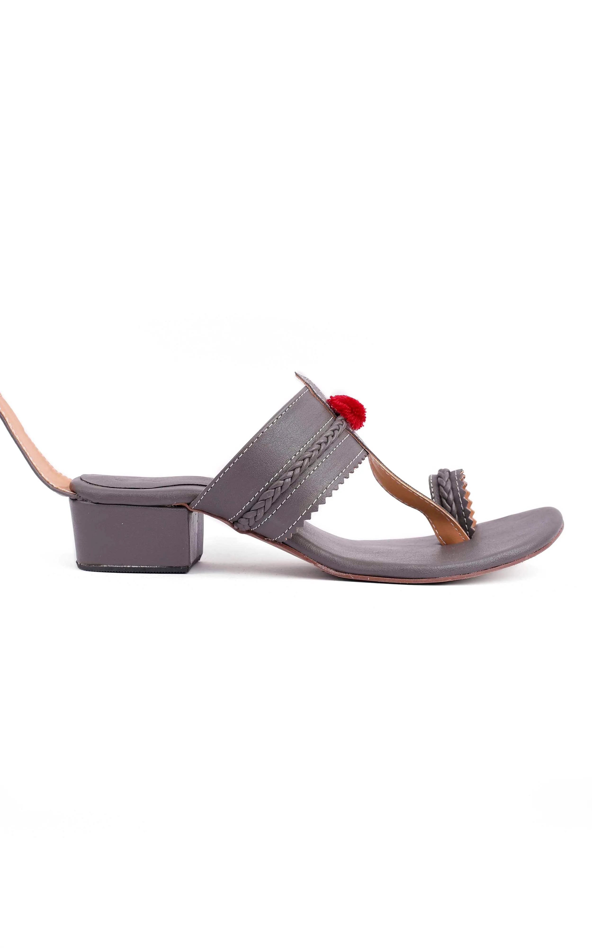 Sara Dark Grey Cruelty Free Leather Heels Sandals