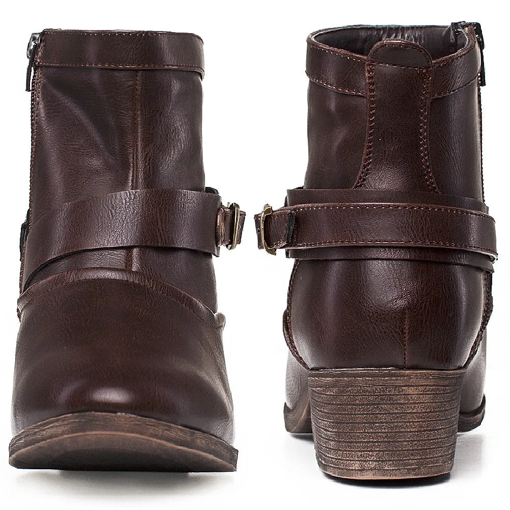 SheSole Womens Western Ankle Boots With Buckles