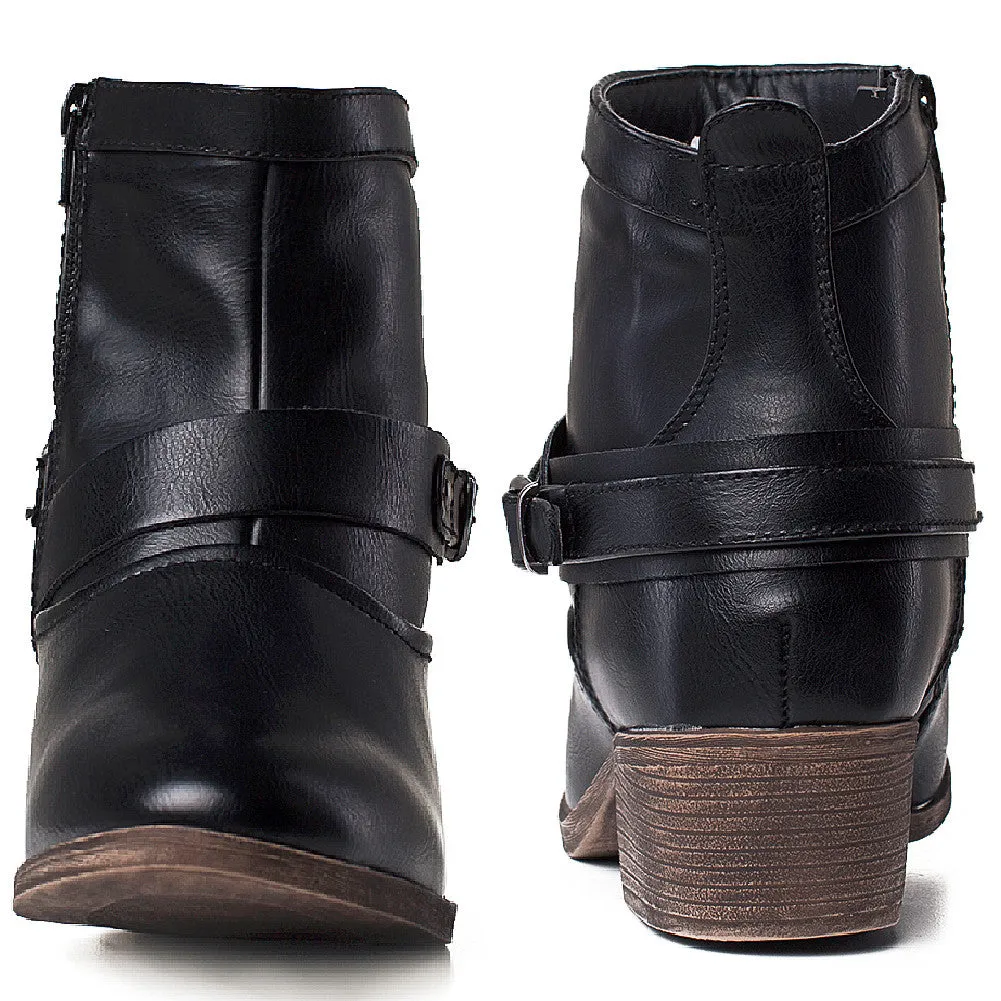 SheSole Womens Western Ankle Boots With Buckles