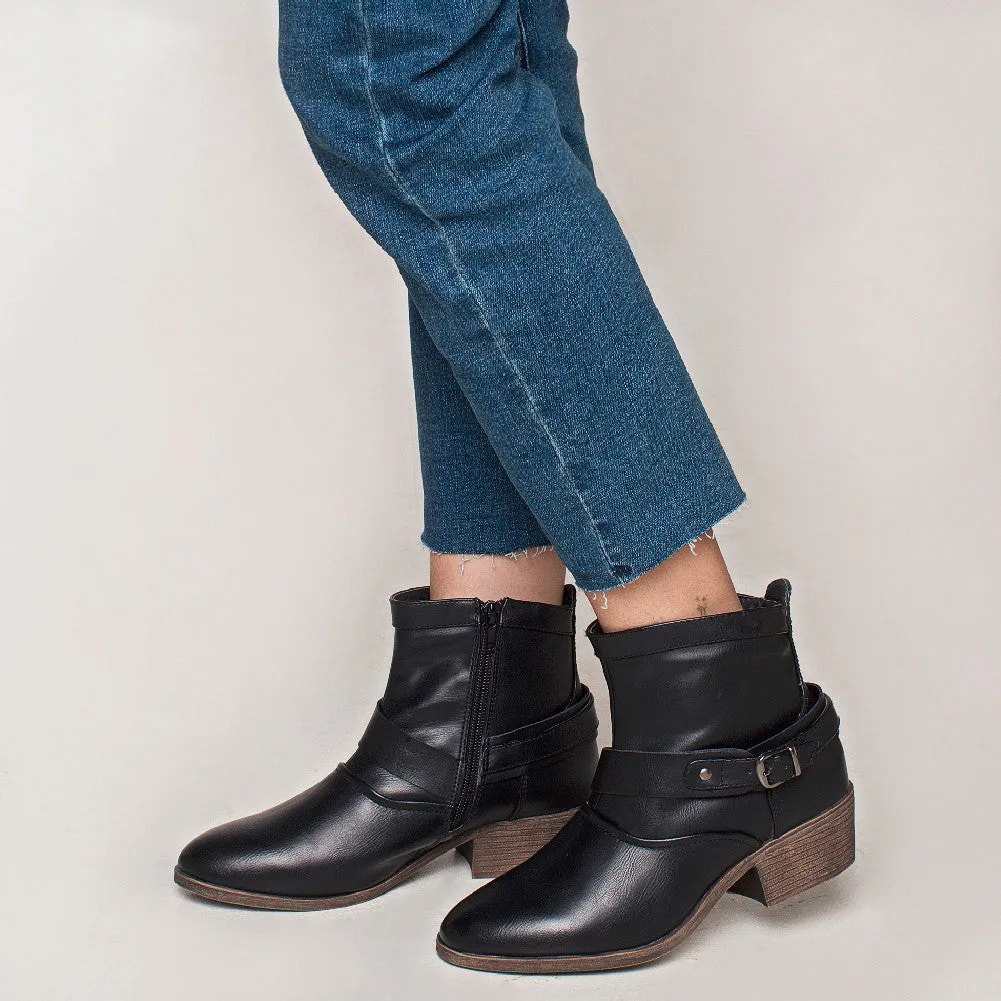 SheSole Womens Western Ankle Boots With Buckles