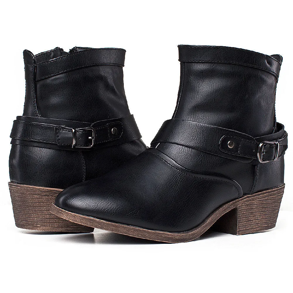 SheSole Womens Western Ankle Boots With Buckles