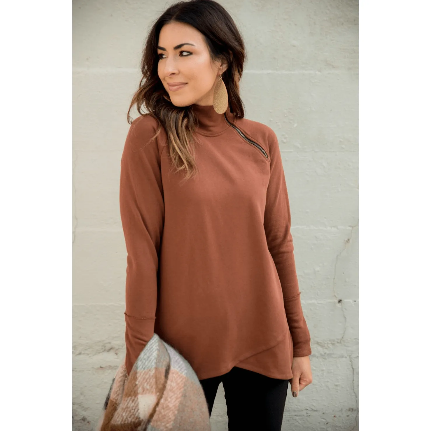 Side Zip Wrap Pullover