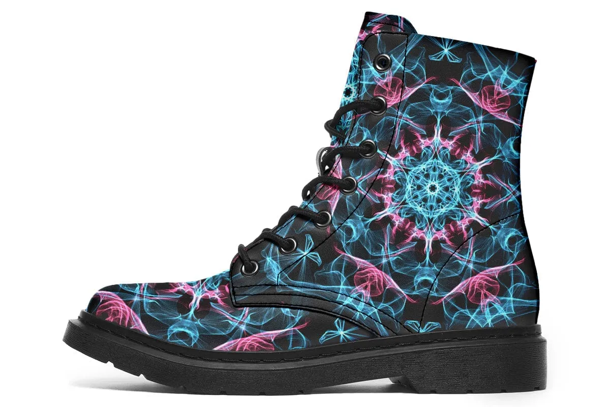 Smokey Blue Mandala Combat Boots