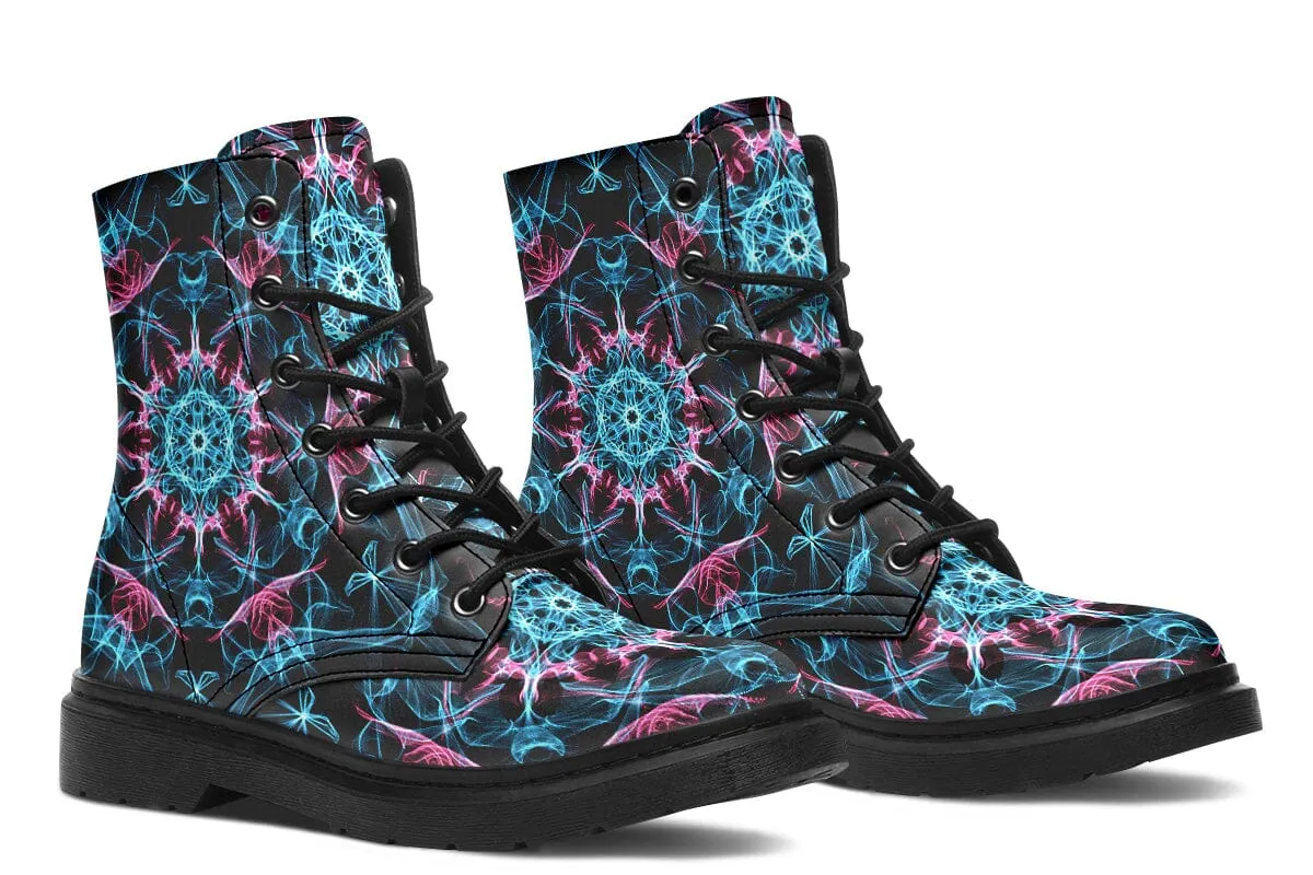 Smokey Blue Mandala Combat Boots