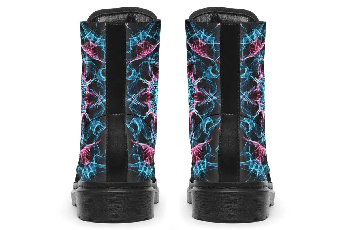 Smokey Blue Mandala Combat Boots