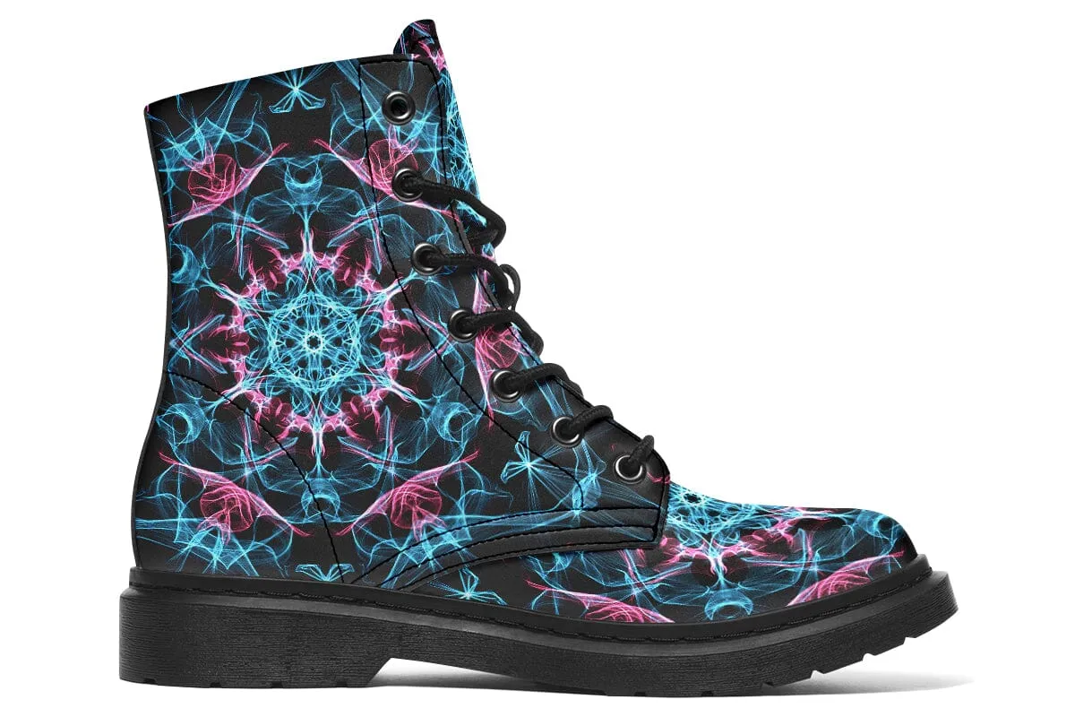 Smokey Blue Mandala Combat Boots